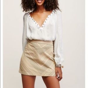 Yours Truly Mini FREE PEOPLE Mini Skirt in Taupe